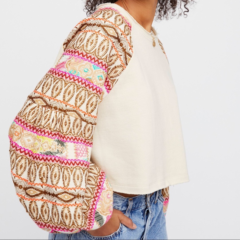 Free People Gone Global Cropped Sweatshirt